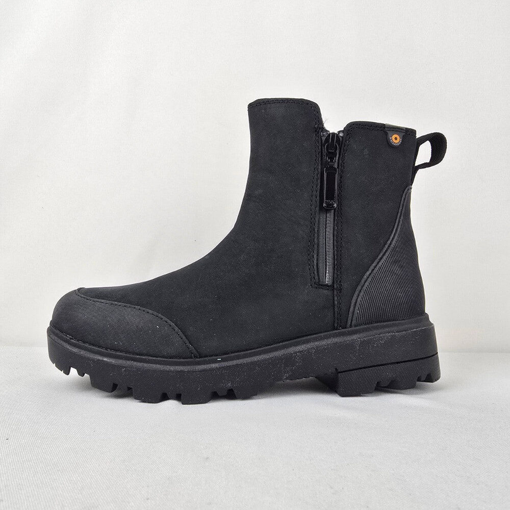 Bogs Black Holly Zip Up Leather Waterproof Ankle Boots Size 6